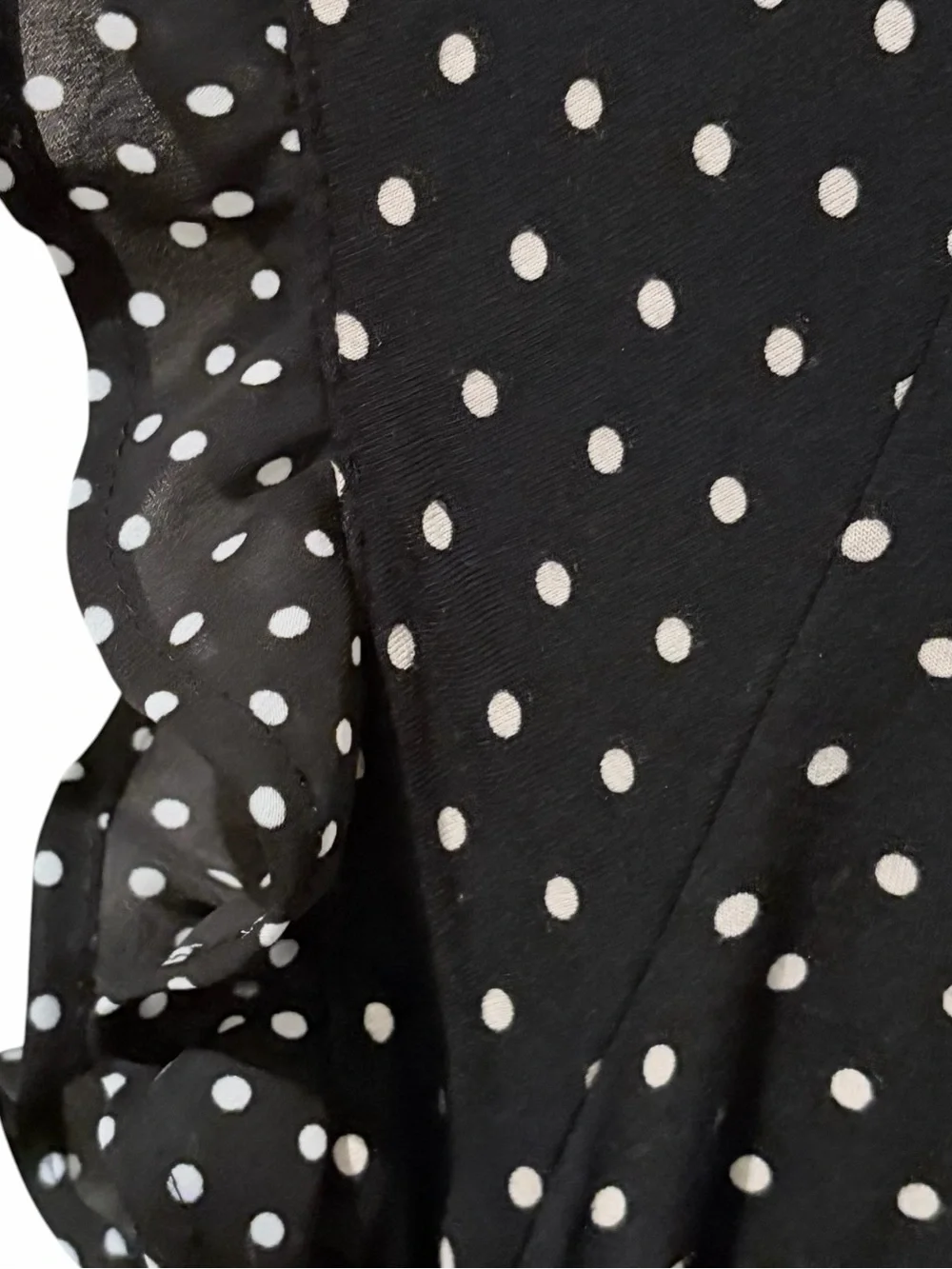 kate spade Black & White Polka Dot Ruffle Sleeve Nightdress - Picture 5 of 7
